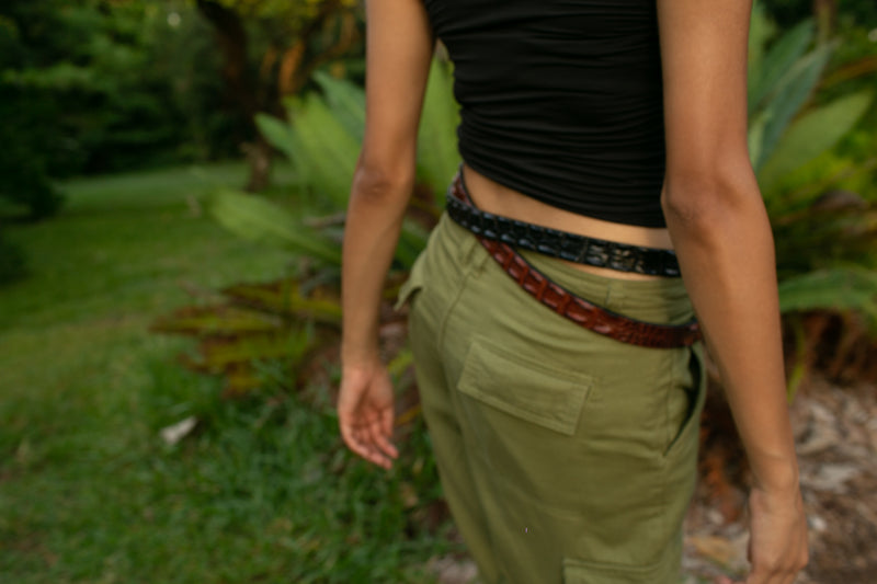 Crocodile Skin Ladies and Kids Hornback Belt