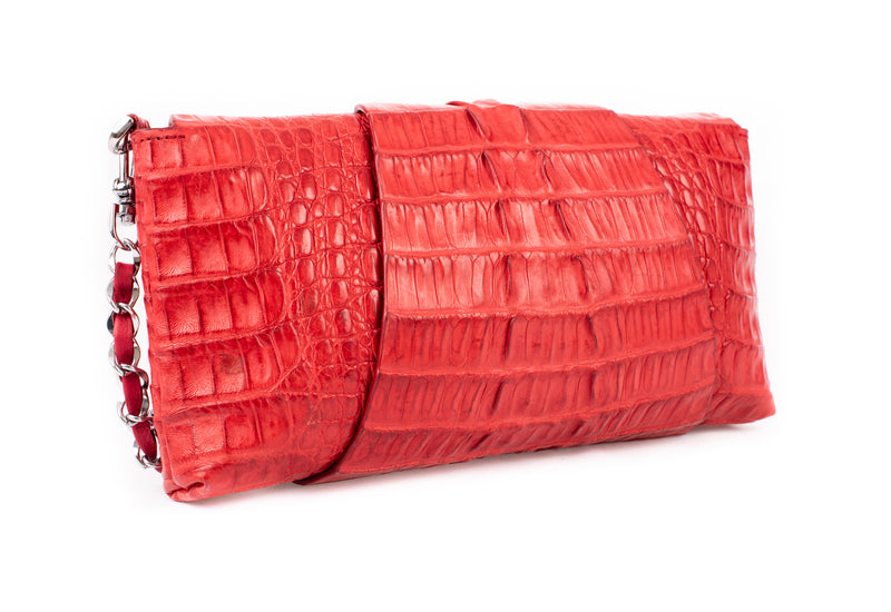 Wrap-around Crocodile Skin Handbag